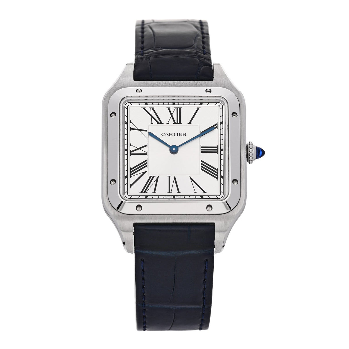 Stainless Steel Alligator 33.9mm Santos Dumont Manual Winding Watch