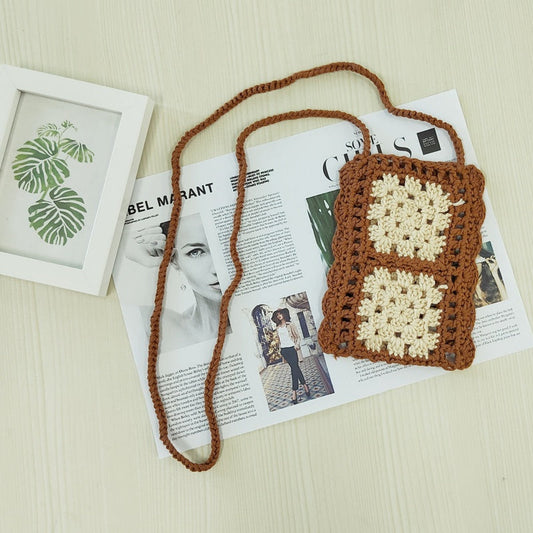 Crochet Granny Square Bag Red National Style Color Patchwork Bag