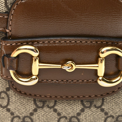 GG Supreme Monogram Web Mini Horsebit 1955 Shoulder Bag Beige Brown Sugar