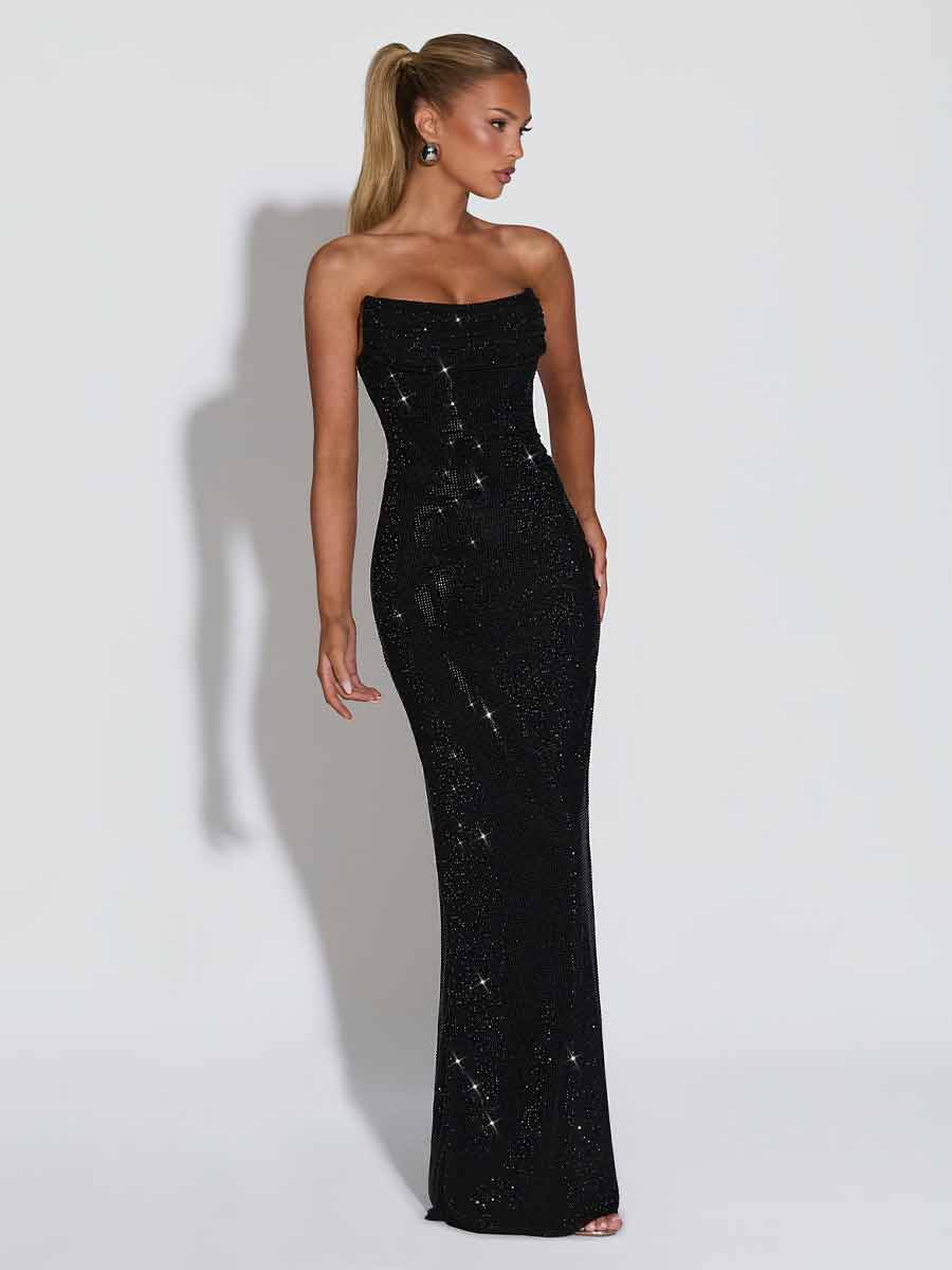 Yasmine Strapless Sequined Maxi Dress