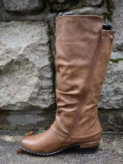 Spring And Autumn Women'S Round Head Side Zipper Martin Boots