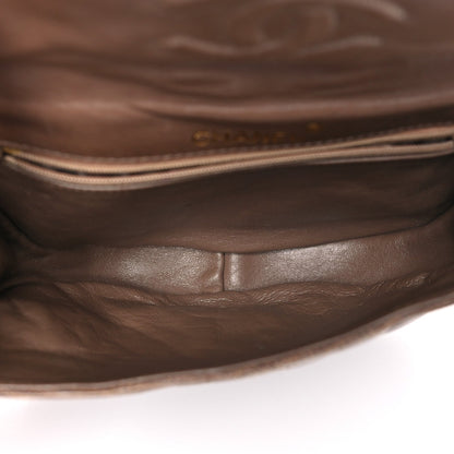 Lizard Quilted Rope Half Moon Clutch Dark Brown