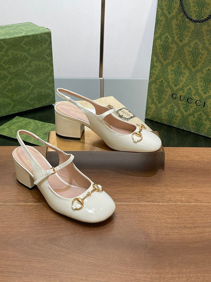 GG HORSEBIT PUMP WHITE LAMBSKIN