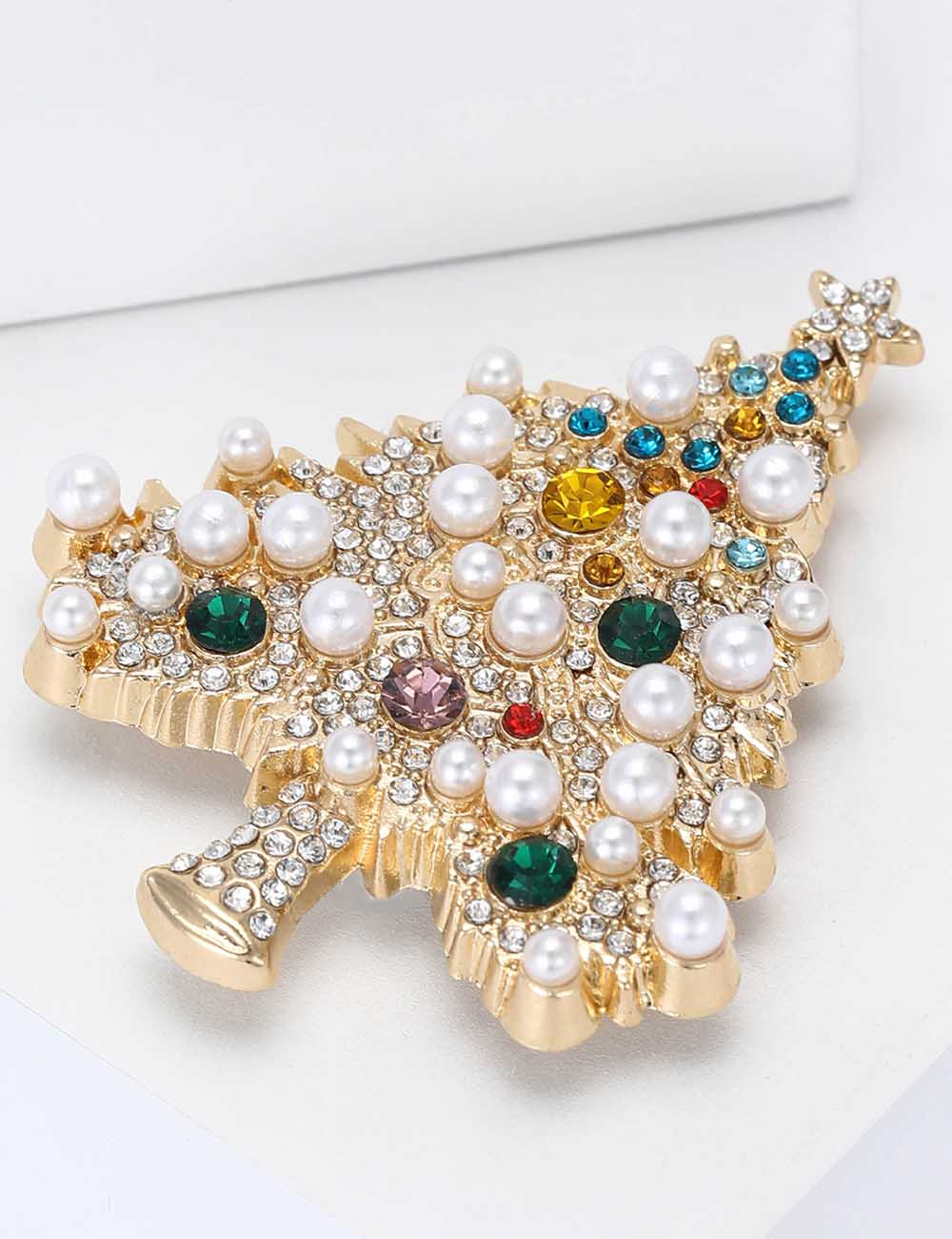 Sparking Rhinestone Christmas Tree Brooch Pin