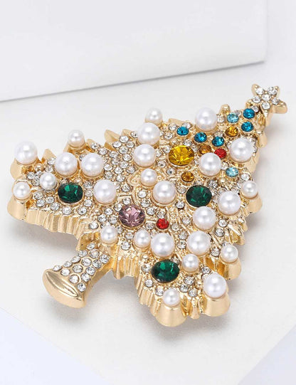 Sparking Rhinestone Christmas Tree Brooch Pin