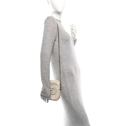 Sakai Be Green Calfskin Diagonal Stitched Mini Blondie Vertical Shoulder Bag Mystic White