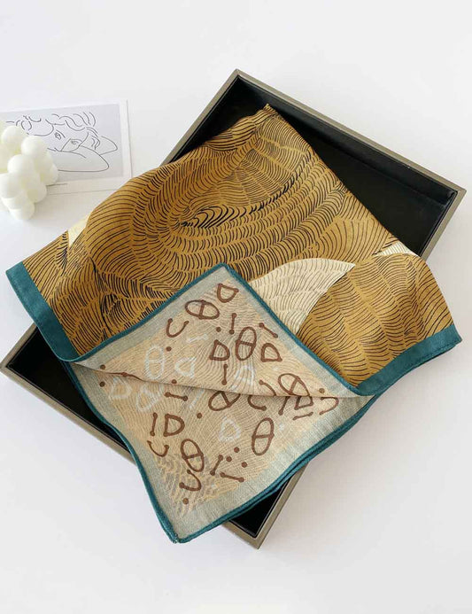 Elegant Flower Print Long Satin Scarf