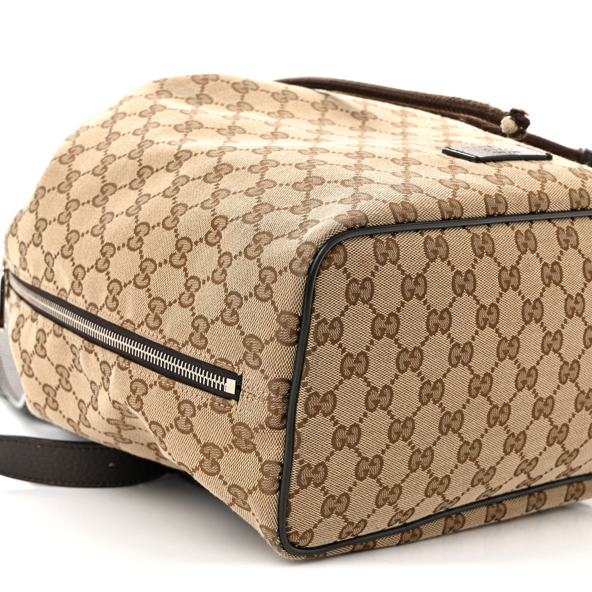Monogram Dollar Calfskin O Drawstring Backpack Beige Ebony Testa di Moro Dark Chocolate