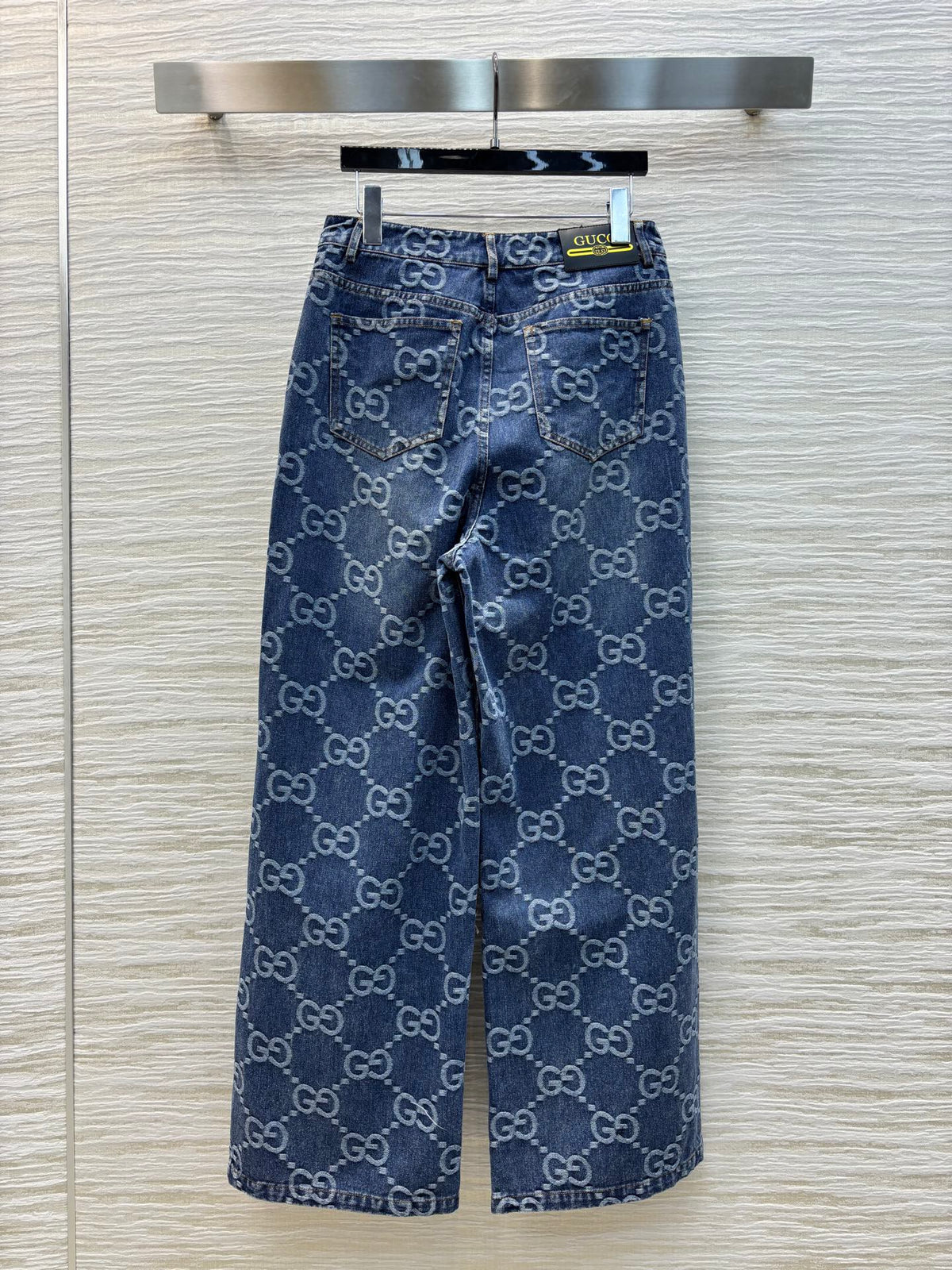 Gucci 2025 Logo Jacquard Straight Jeans Blue Cotton