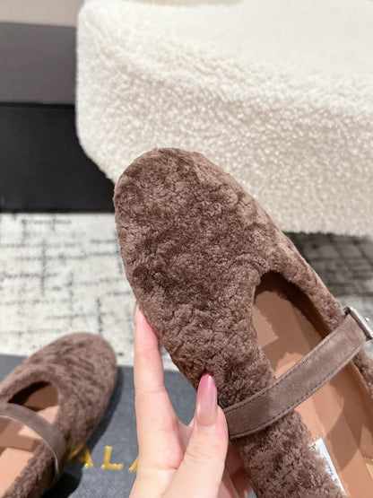 Alaia 2025 Ballet Flat Brown Wool 558650