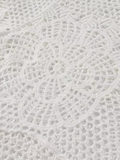 Crosa - Hollow Knitted Round Neck Long-sleeved Top