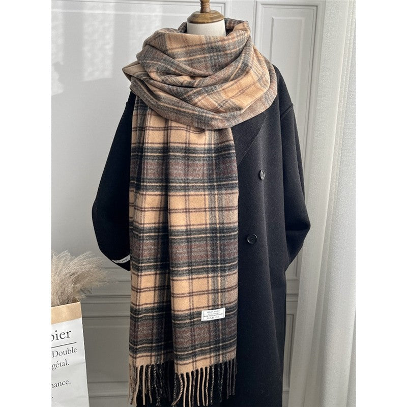 Plaid Fringe Shawl Scarf