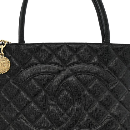 Caviar Quilted Medallion Tote Black