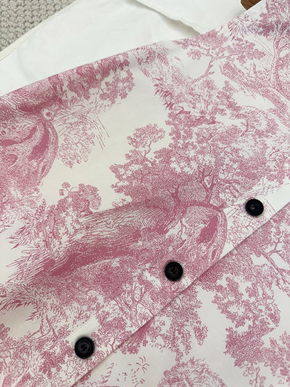 CD 25 Jouy Print Sleeveless Dress Pink Silk Cotton