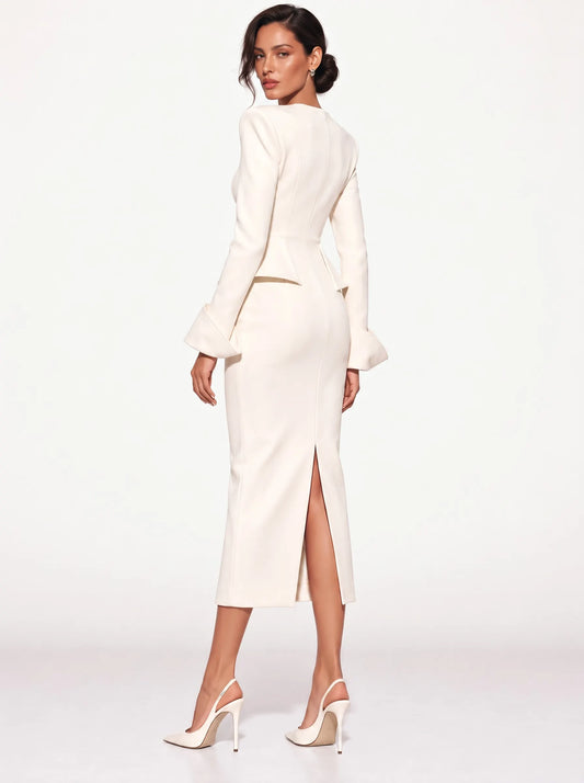 Georgia Peplum Waist Midi Dress