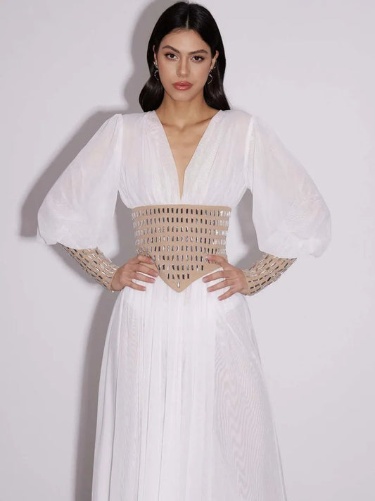 Beatrice Crystal Mesh Maxi Dress