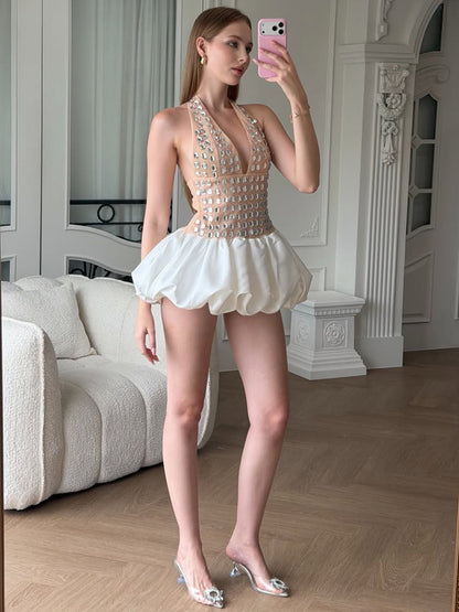 Laila Rhinestone Fluffy Mini Dress