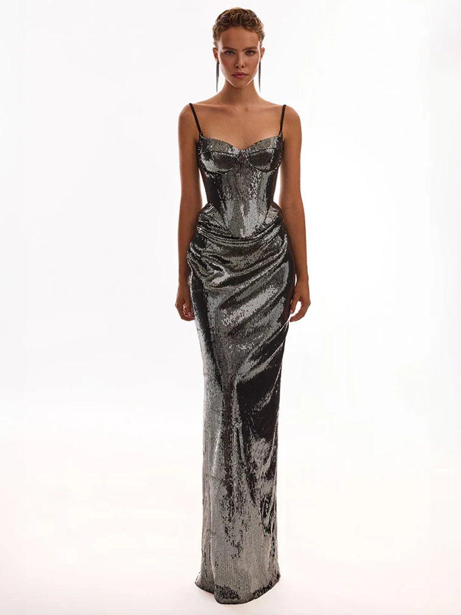 Quinn Sequin Bustier Maxi Dress