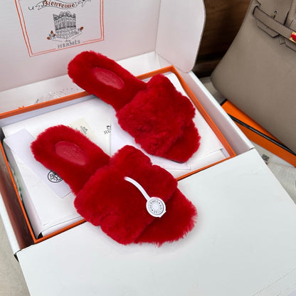 HM Oran Sandal Red Wool Velvet 598193