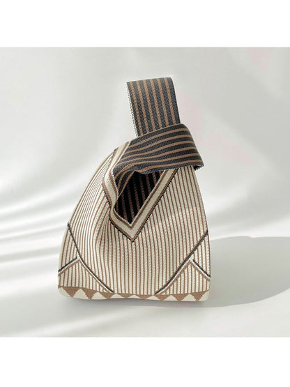 Cosbai - Classic Minimalist Striped Knit Handbag