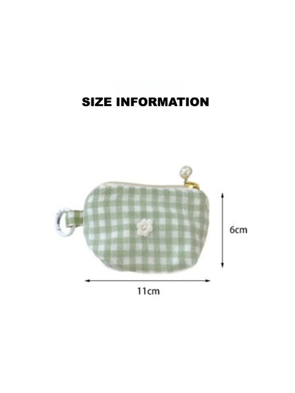 Cosbai - Mini Plaid Coin Purse with Zipper