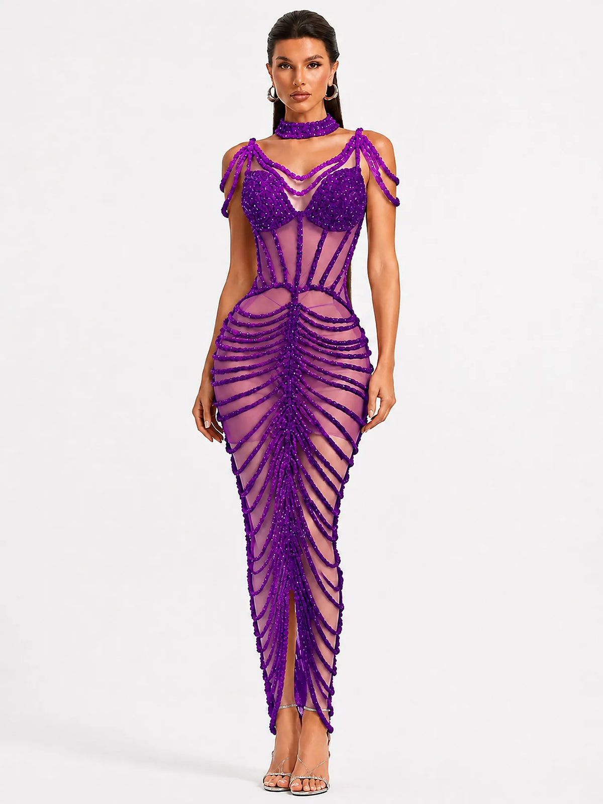 Olivia Rhinestone Cut-Out Maxi Dress