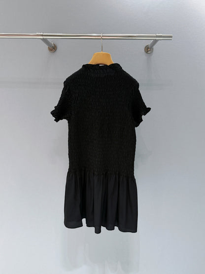 Miumiu 2026 Georgette Mini-dress Black Elastane Silk