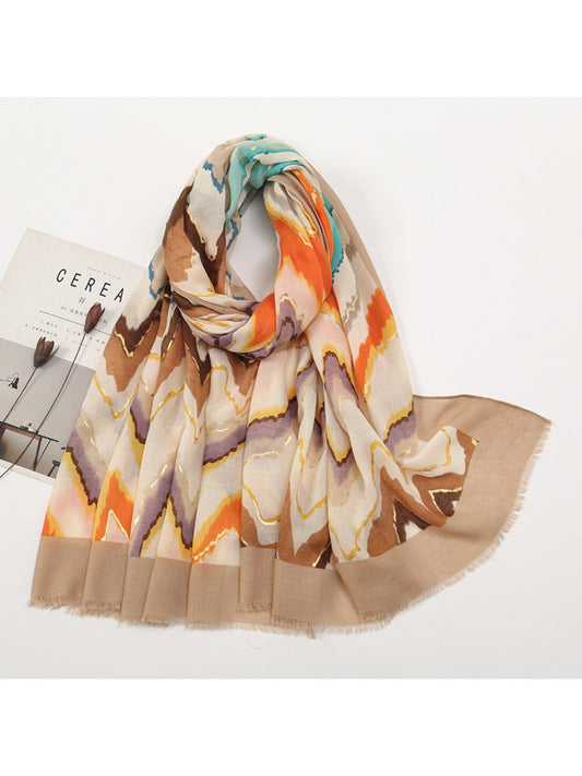 Scarvii - Color-Blocked Shawl Scarf with Tassels - Stylish &amp; Versatile