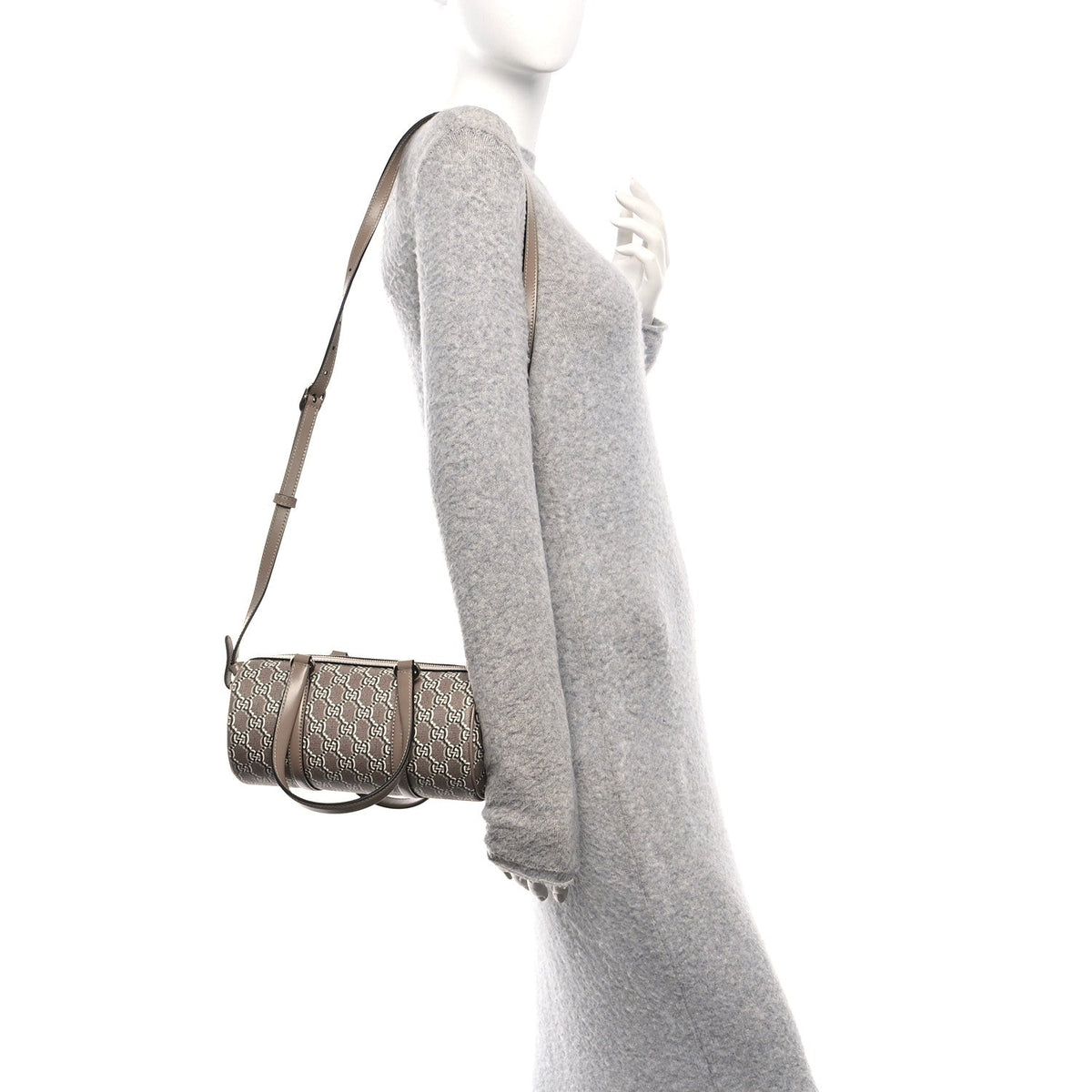 GG Shadow Monogram Ophidia Top Handle Bowler Bag Taupe