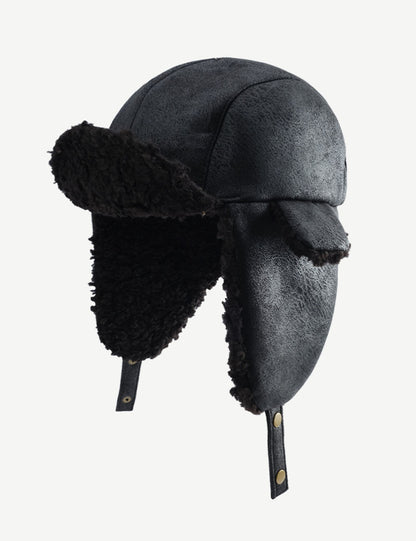 Vintage Distressed Suede Warm Winter Trapper Hat