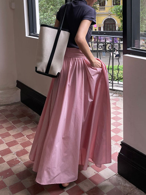 Loose Wide Leg Pleated Solid Color Pants Trousers