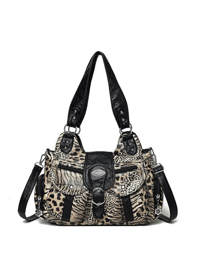 Layla Leopard-Print Studded Handbag