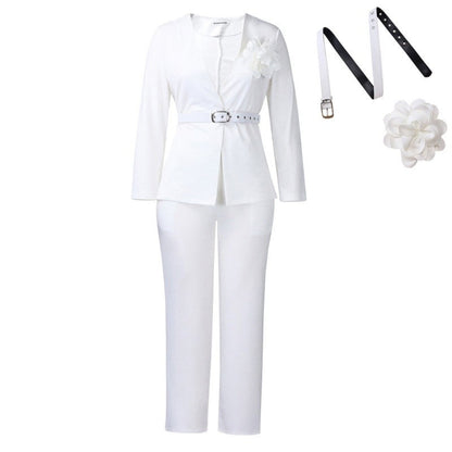 Solid Color Suit Pants Two Piece Set