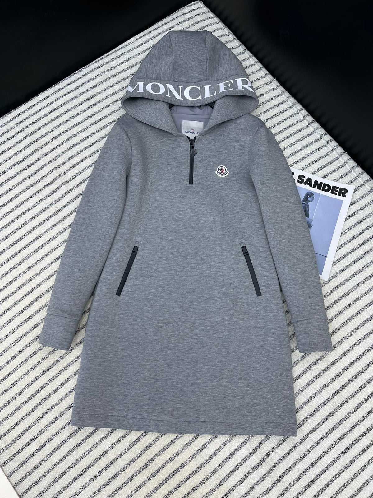 Moncle Hat-Printed Logo-Embellished Dress Gray Viscose 252314
