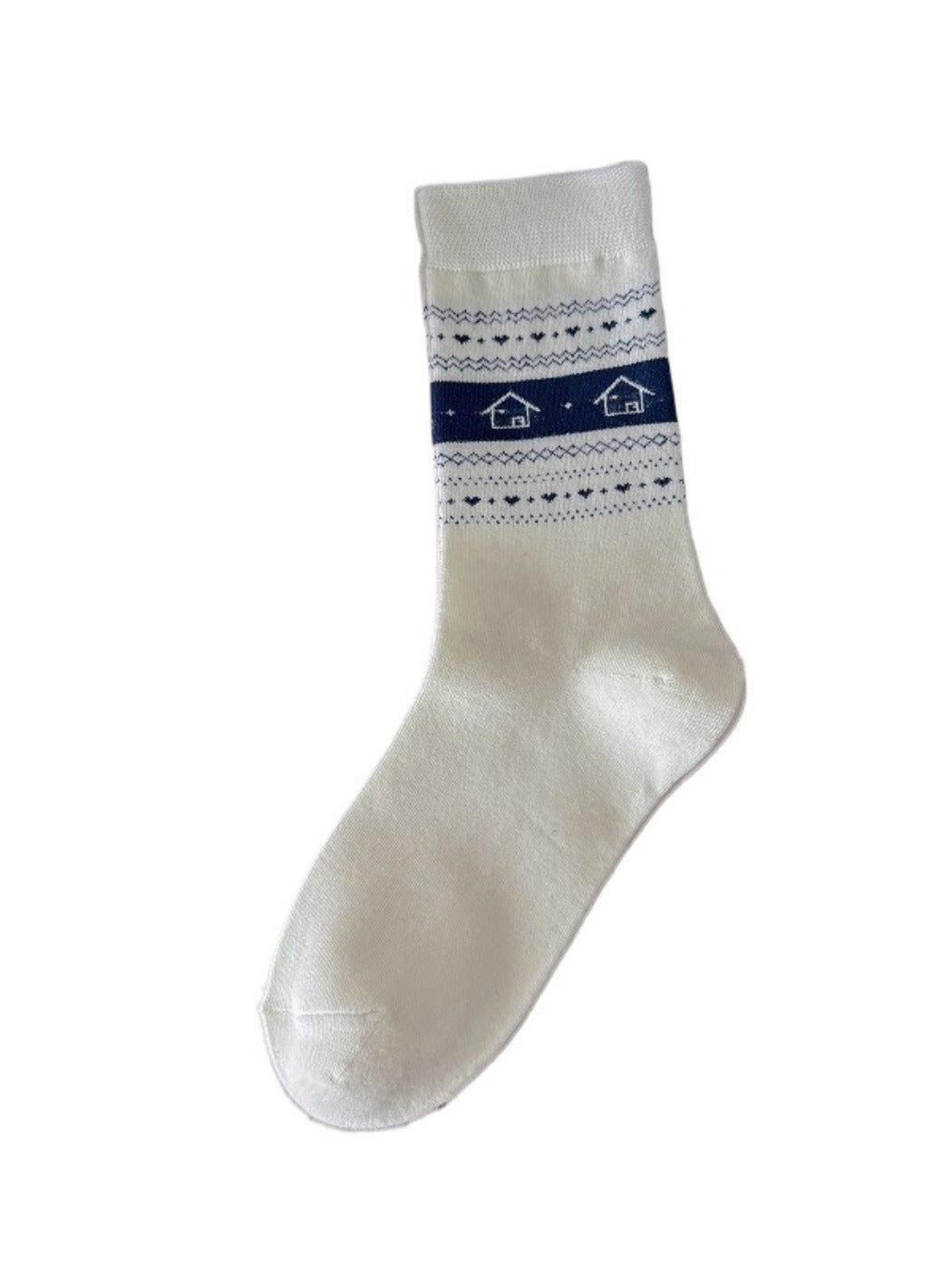 Rufia - White Mid-calf Socks with Various Patterns – 7 Options