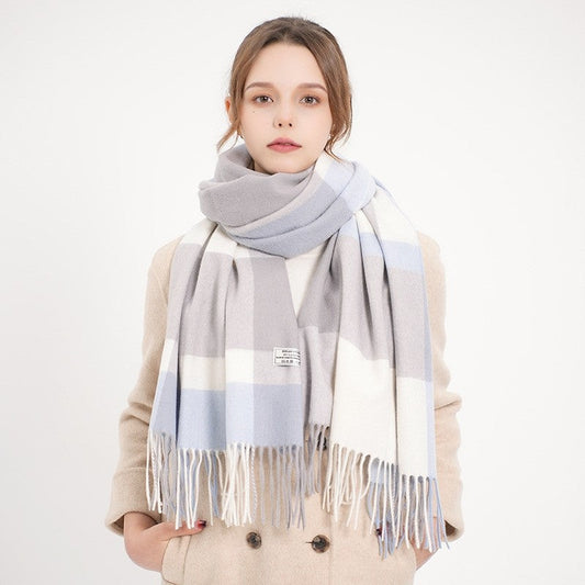 Plaid Fringe Shawl Scarf