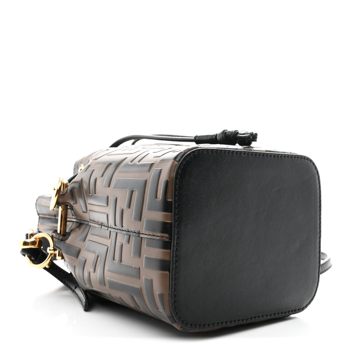 Vitello Liberty F is Fendi Bi-Color FF 1974 Embossed Mini Mon Tresor Bucket Bag Maya Black