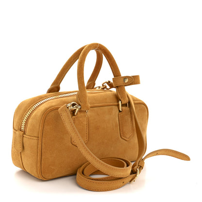 Suede Padded Regular Arcadie Top Handle Bag Whiskey