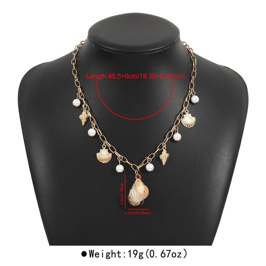 Pearl Starfish Shell Fringe Necklace