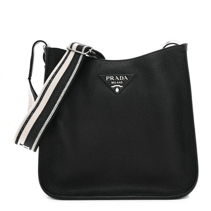 Vitello Daino Soft Hobo Messenger Bag Black