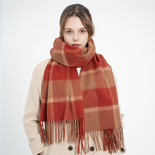 Plaid Fringe Shawl Scarf