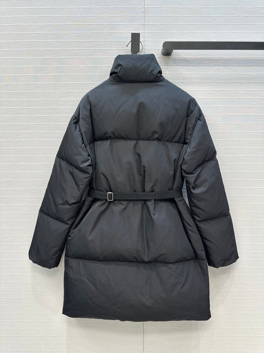 Prada 25 Long Down Jacket Black Polyester 301191