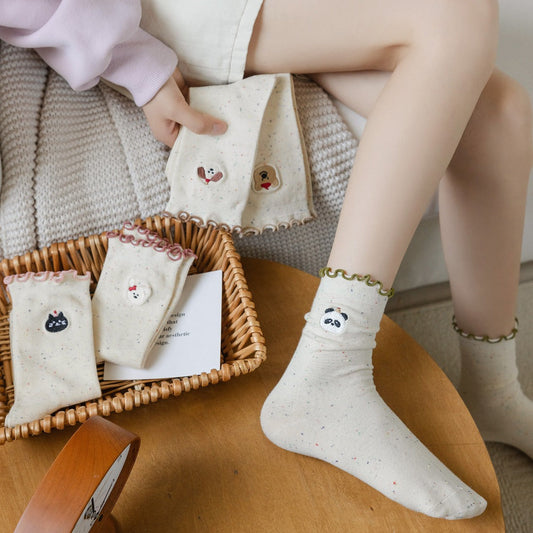 Rufia - Embroidered Animal Crew Socks