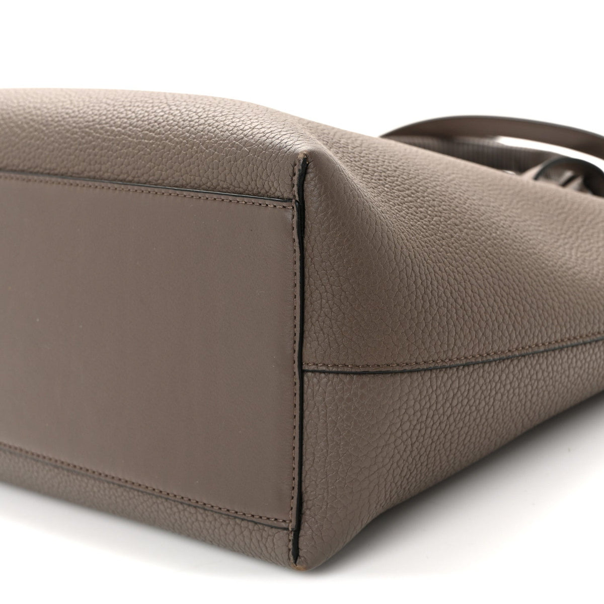 Grained Calfskin Small Anagram Tote Dark Taupe