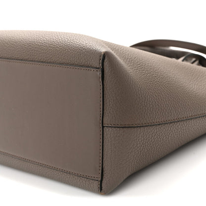Grained Calfskin Small Anagram Tote Dark Taupe