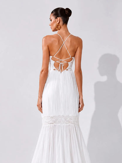 Vivienne Draped Mesh Maxi Dress