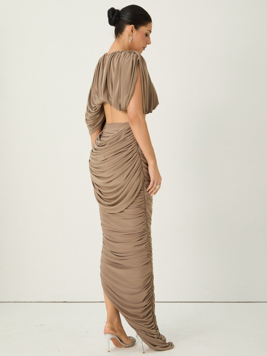 Lena Cropped Draped Top & Ruched Skirt Set