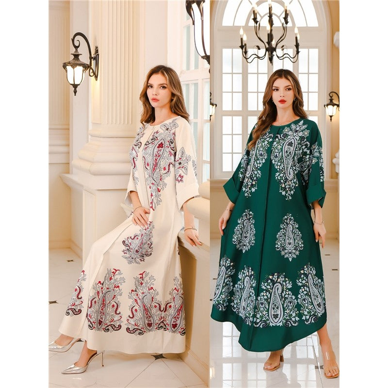 Beaded Long Sleeve Muslim Abaya Robe