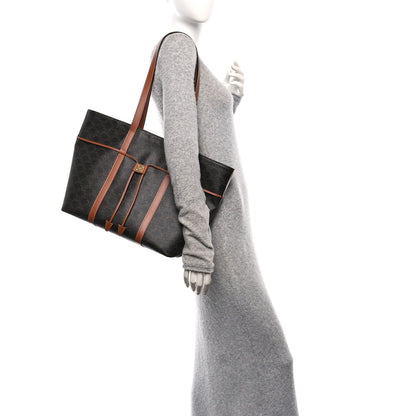 Triomphe Canvas Calfskin Cabas Drawstring Tan