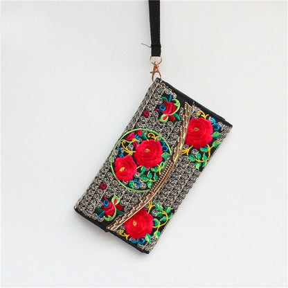 Ethnic Embroidery Bag Ladies Embroidery Coin Purse Hand Shoulder Dual-Purpose Leisure Bag